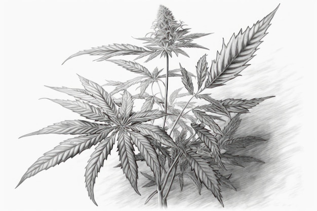 Malvorlage Cannabis in Graustufen