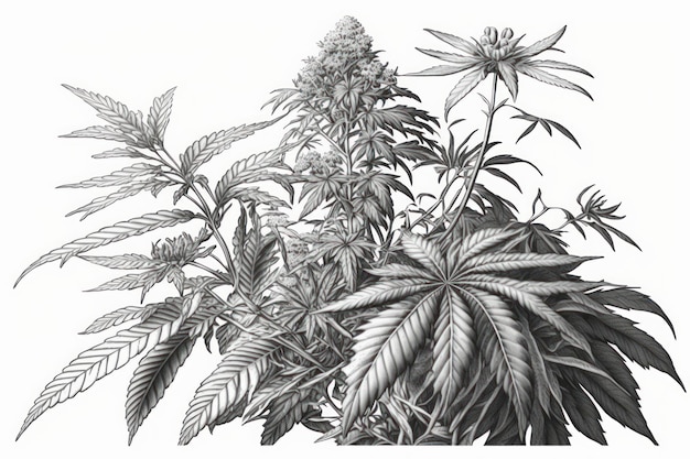 Foto malvorlage cannabis in graustufen