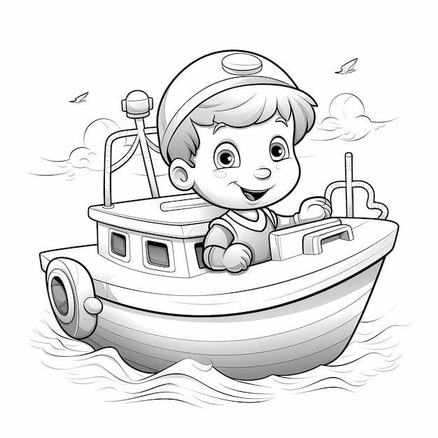 Foto malvorlage für kinder jack russell auf dem boot cartoon-stil niedrige details