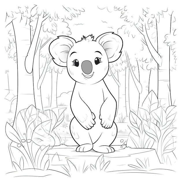 Malvorlage Koala im Wald