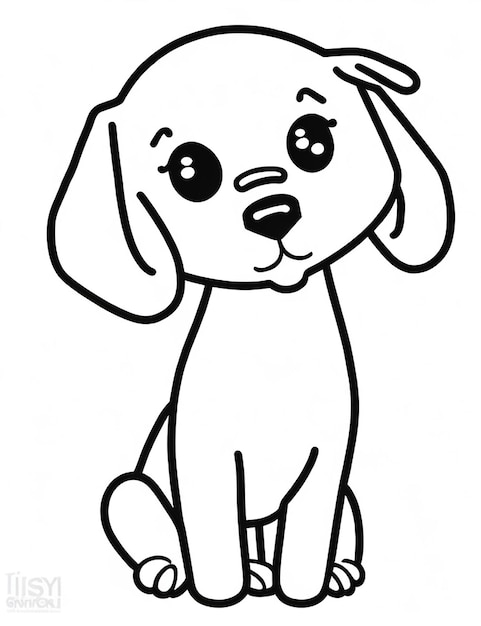 Malvorlagen-Umriss der Malseite „Niedliche Hundeillustration für Kinder“.