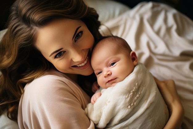 Mamá con el bebé sonriendo Maternidad e infancia Crianza