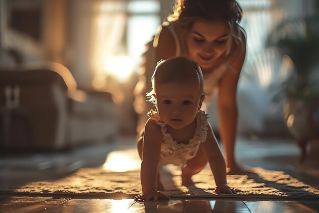 Foto mamá cuidando a su bebé el día de la madre