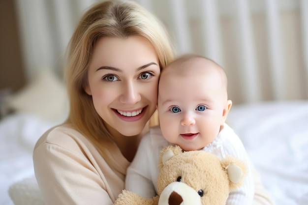 Mamá feliz con el bebé