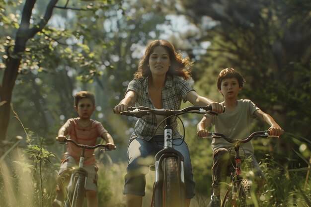 Foto mamá y niños sorprendiendo a su madre con una sorpresa