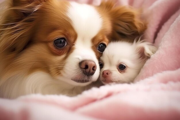 Mamá perro y sus cachorros