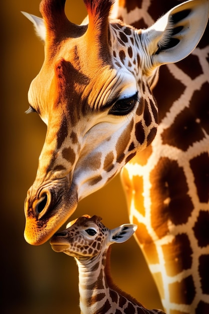 Mama und Baby-Giraffe