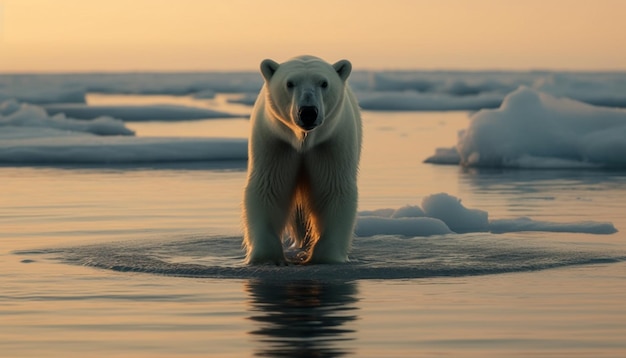 Mamífero ártico majestuoso que mira la cámara en témpano de hielo generado por inteligencia artificial