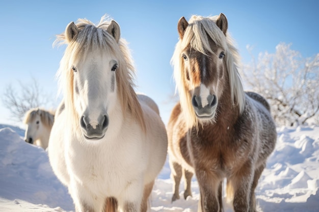 Mamíferos naturaleza caballos blancos animal invierno nieve marrón belleza granja