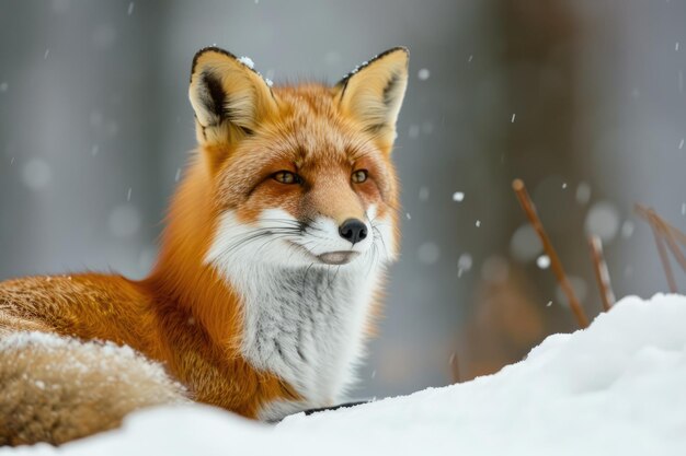 Mamíferos Raposa Vulpes vulpes em cenário de inverno