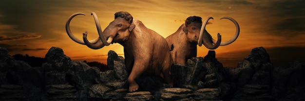 Mammut bei Sonnenuntergang 3D-Rendering