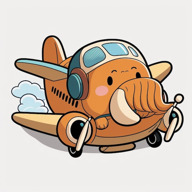Foto mammut reitet auf einem flugzeug vektor-illustration