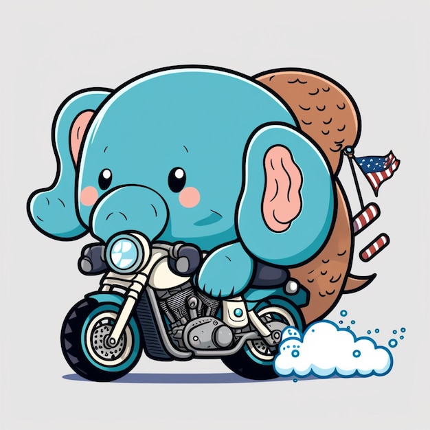 El mamut montando una motocicleta Vector