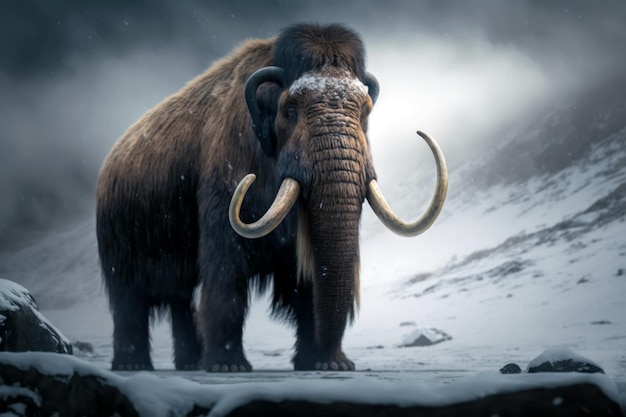 Mamut prehistórico en la era del hielo IA generativa