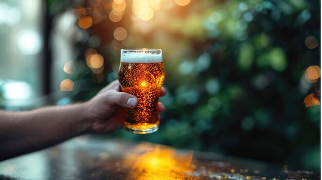 Foto man con cerveza y vaso de fiesta en fondo verde celebración del día de san patricio