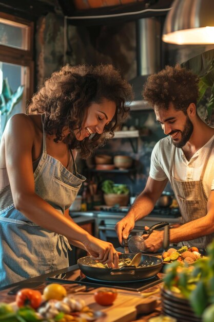 Foto man cooking in the kitchen generative ai