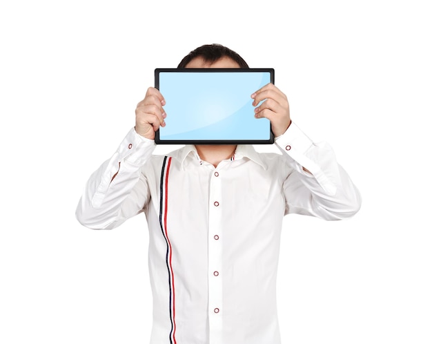 Man holding tablet