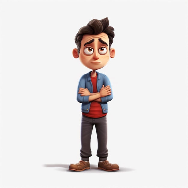 Man Pouting 2D-Cartoon-Illustration auf weißem Hintergrund hoch