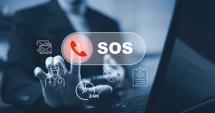 Foto man touch-taste notfall-app im hausruftelefon chat-nachrichtensymbol notfallanwendung vom smartphone für älteres technologiekonzeptaltes hand-touch-handy und hilferuf