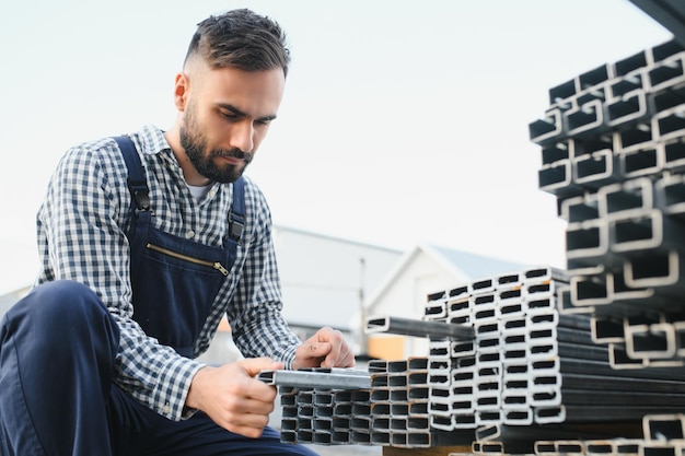 Man wählt Metallprofil für den Bau