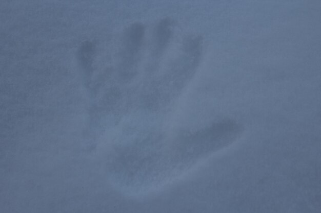 Man39s Handabdruck auf dem Schnee im Winter