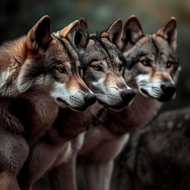 Manada de lobos en ambiente natural