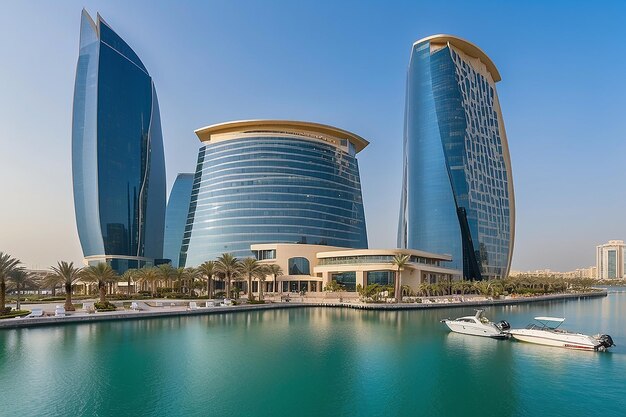 Foto manama bahréin enero de 2019 vista del hotel four seasons en la bahía de bahrén en manama el 04 de enero de 2019