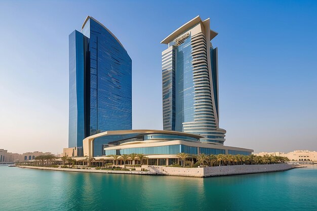 Foto manama bahréin enero de 2019 vista del hotel four seasons en la bahía de bahrén en manama el 04 de enero de 2019