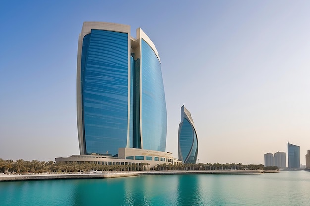 Foto manama bahréin enero de 2019 vista del hotel four seasons en la bahía de bahrén en manama el 04 de enero de 2019