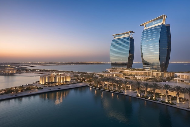 Foto manama bahréin enero de 2019 vista del hotel four seasons en la bahía de bahrén en manama el 04 de enero de 2019