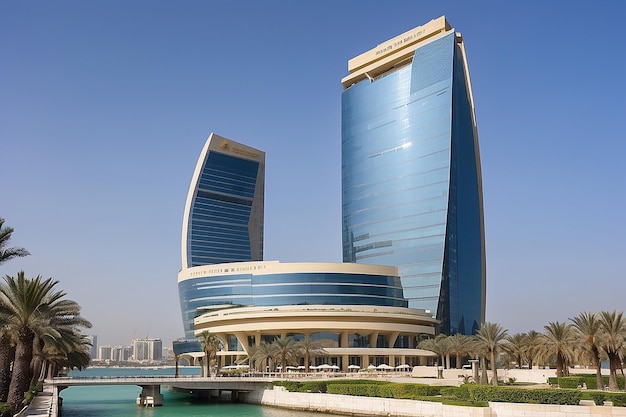 Foto manama bahréin enero de 2019 vista del hotel four seasons en la bahía de bahrén en manama el 04 de enero de 2019