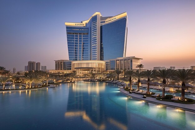 Foto manama bahréin enero de 2019 vista del hotel four seasons en la bahía de bahrén en manama el 04 de enero de 2019