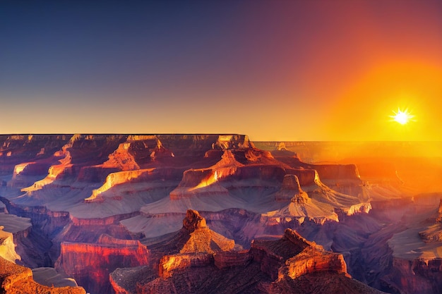 Mañana en el amanecer de las montañas en el cielo dramático del amanecer