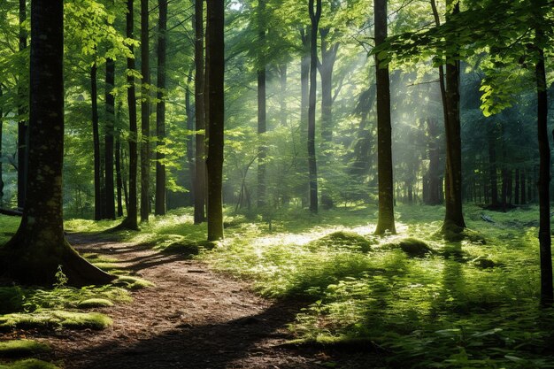 Por la mañana en el bosque Generativo Ai