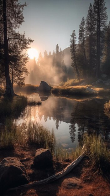 Una mañana de niebla de yosemite