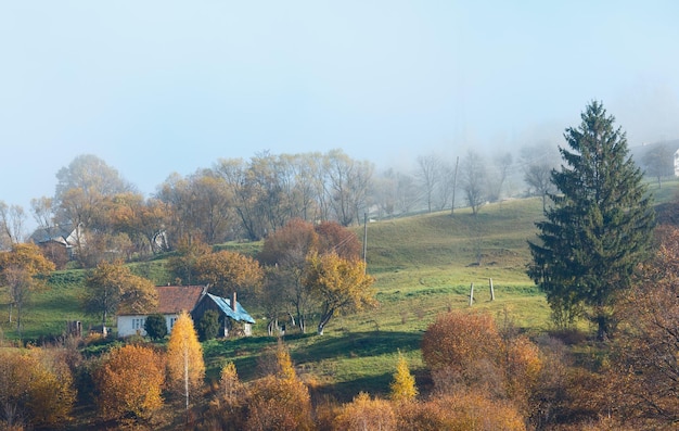 Mañana otoño montañas de los Cárpatos Ucrania