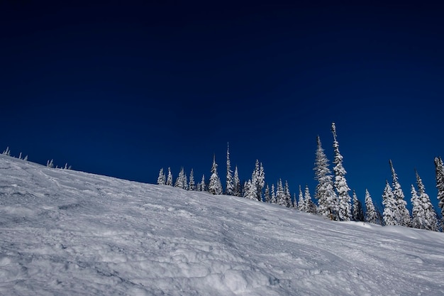 Mañana soleada de invierno en las montañas de sheregesh en la pista de esquíx9