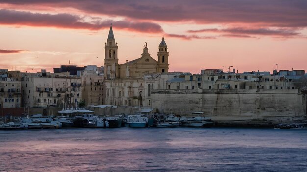 Mañana temprano de invierno en Valletta Malta