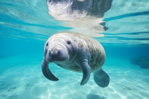 Manatee-Portrait aus der Nähe, das Sie anseht