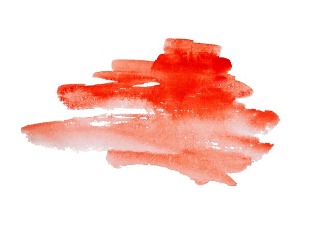 Mancha de acuarela roja aislada en blanco