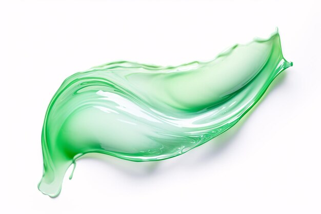 Una mancha aislada de gel transparente potencialmente un producto de belleza como aloe vera gelatina sérum limpiador gel de ducha o champú es visible en un fondo blanco sencillo