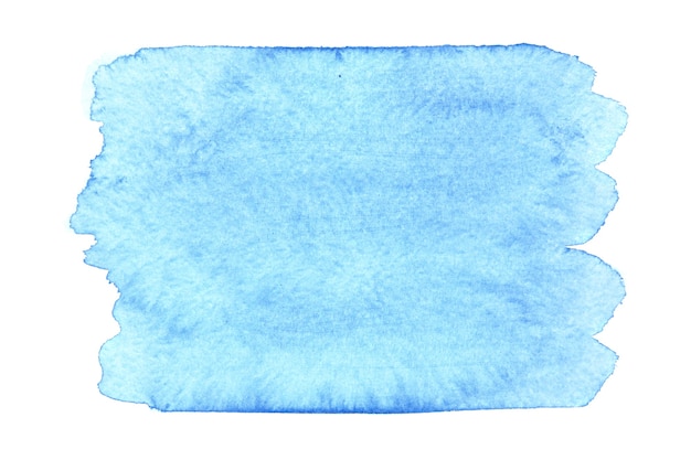 Mancha azul de aquarela isolada no fundo branco. Espaço para seu próprio texto