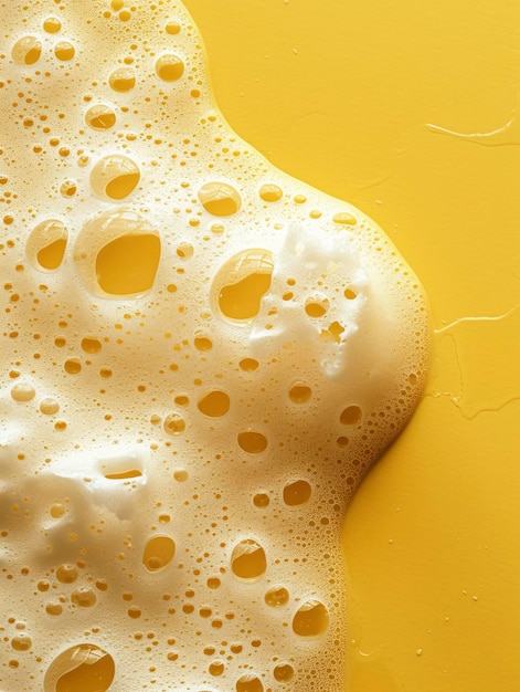 mancha de espuma de shampoo espessa sobre um fundo amarelo