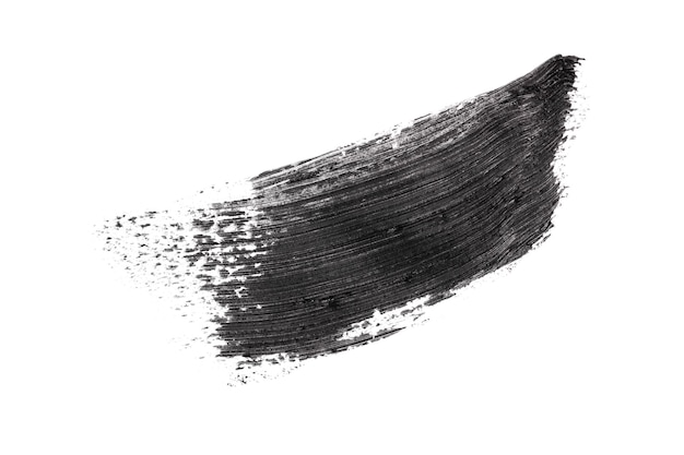 Foto mancha de pincelada de rímel preto isolada em fundo branco mancha de rímel de cílios de maquiagem abstrata