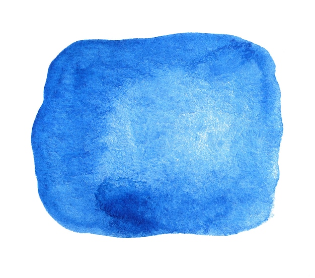 Mancha de respingo de aquarela azul isolada no branco