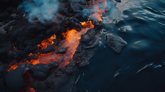 La mancha de petróleo derramada en el mar La contaminación ambiental