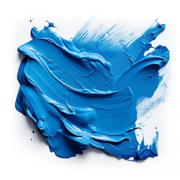 Una mancha de pintura acrílica azul Una pincelada de pintura sobre un fondo blanco
