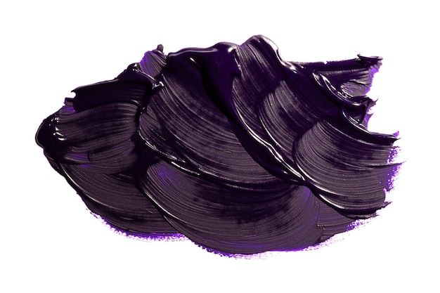 Mancha de pintura al óleo abstracta púrpura. Trazo de pincel de pintura de aceite colorido aislado sobre fondo blanco.