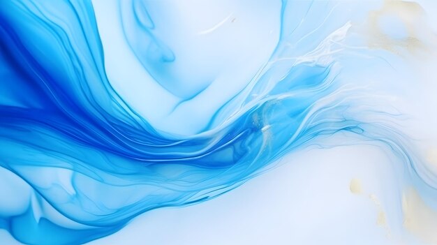 Foto manchas de alcohol azul de pintura con la adición de polvo de oro ondas sutiles de pintura ia generativa