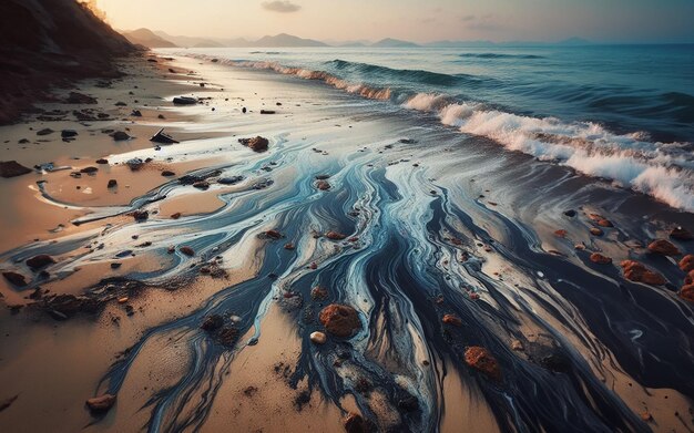 Manchas de petróleo no mar Derramamentos de petróleo nas praias e nas vias navegáveis